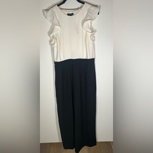 NWT J. Crew white black colorblock jumpsuit sz 12 preppy officecore ruffle